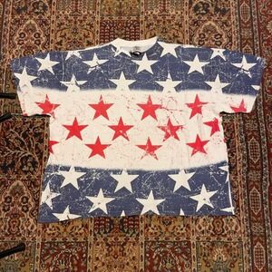 VTG 90s International Design Group striped flag graphic AOP patriotic tshirt XXL